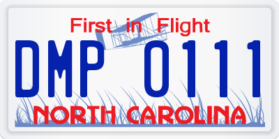 NC license plate DMP0111