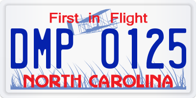 NC license plate DMP0125