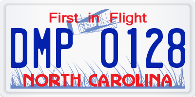 NC license plate DMP0128