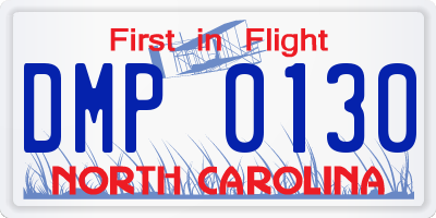 NC license plate DMP0130