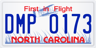 NC license plate DMP0173