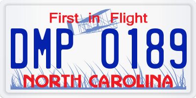 NC license plate DMP0189