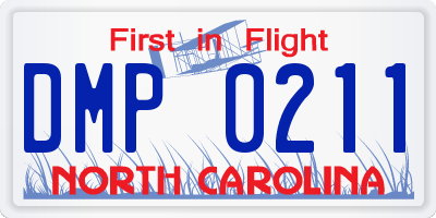 NC license plate DMP0211
