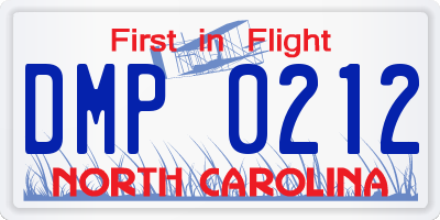 NC license plate DMP0212