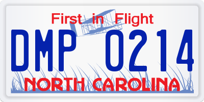 NC license plate DMP0214