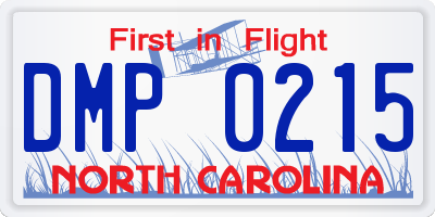 NC license plate DMP0215