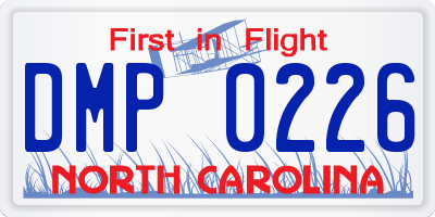 NC license plate DMP0226