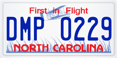 NC license plate DMP0229