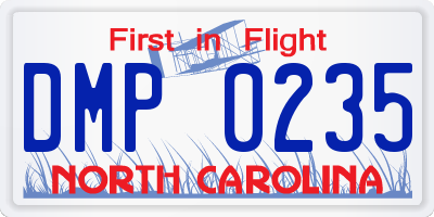 NC license plate DMP0235