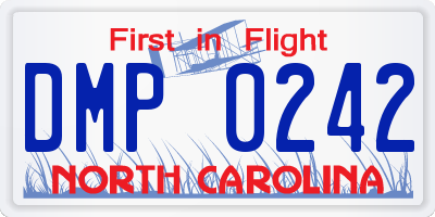 NC license plate DMP0242