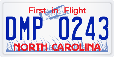 NC license plate DMP0243