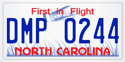 NC license plate DMP0244