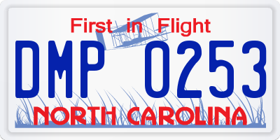 NC license plate DMP0253