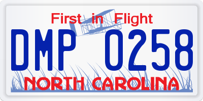 NC license plate DMP0258