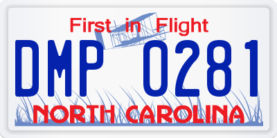 NC license plate DMP0281