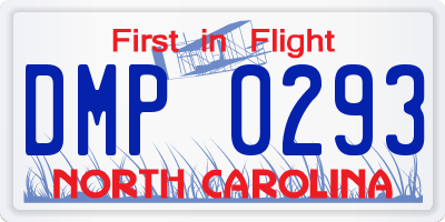 NC license plate DMP0293