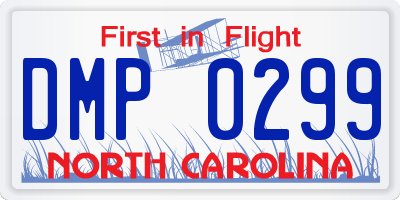 NC license plate DMP0299