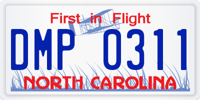 NC license plate DMP0311