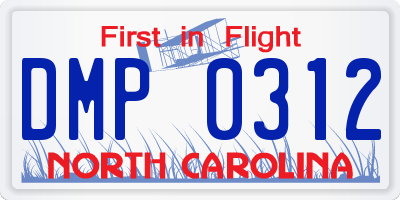 NC license plate DMP0312