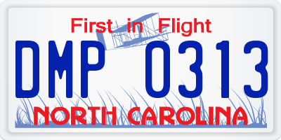 NC license plate DMP0313