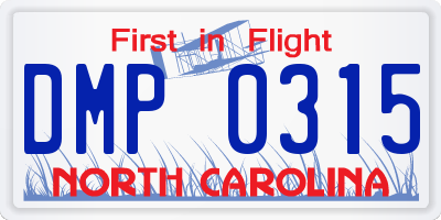 NC license plate DMP0315
