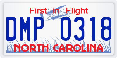 NC license plate DMP0318