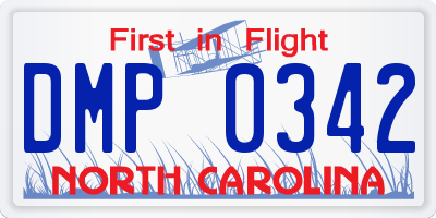 NC license plate DMP0342