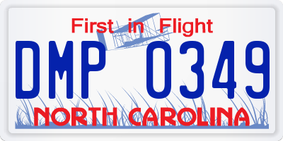 NC license plate DMP0349