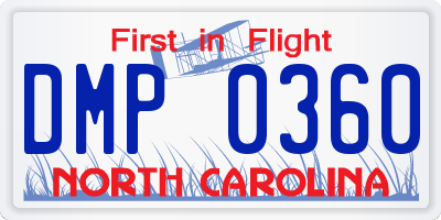 NC license plate DMP0360