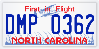 NC license plate DMP0362