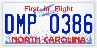 NC license plate DMP0386