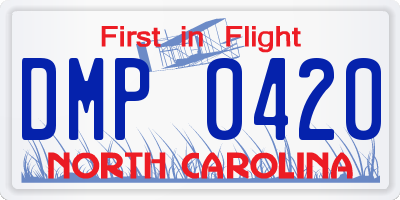 NC license plate DMP0420
