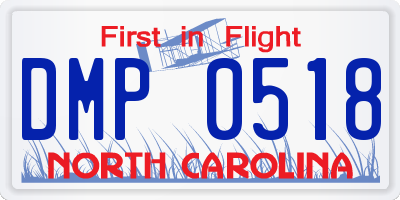 NC license plate DMP0518