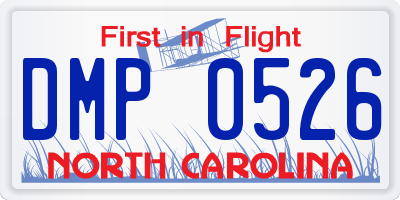 NC license plate DMP0526