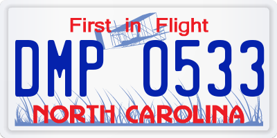 NC license plate DMP0533