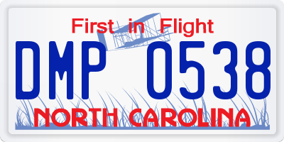 NC license plate DMP0538