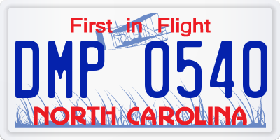NC license plate DMP0540