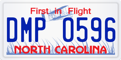 NC license plate DMP0596