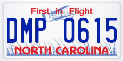 NC license plate DMP0615