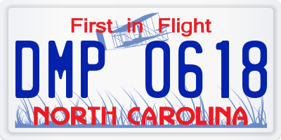 NC license plate DMP0618