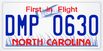 NC license plate DMP0630