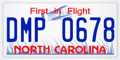 NC license plate DMP0678