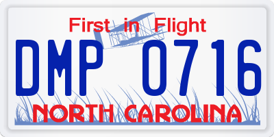 NC license plate DMP0716