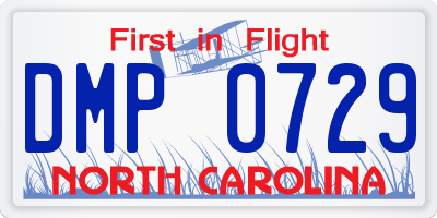 NC license plate DMP0729