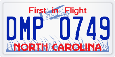 NC license plate DMP0749