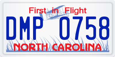 NC license plate DMP0758