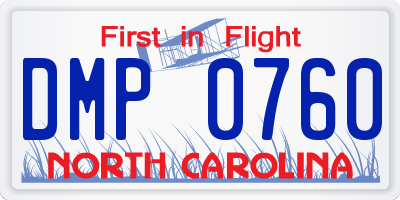NC license plate DMP0760