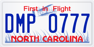 NC license plate DMP0777