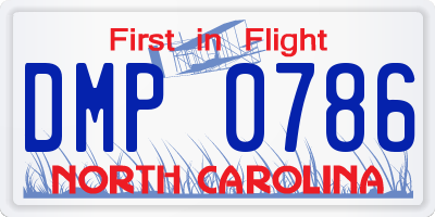 NC license plate DMP0786