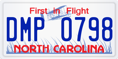 NC license plate DMP0798